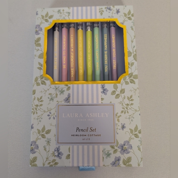 Laura Ashley Heirloom Cottage Floral Pencil Box Set Of 8 NWT - Picture 1 of 3